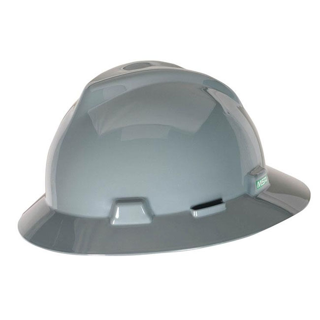 MSA V-Gard Protective Full Brim Hard Hat with Fas-Trac Ratchet Suspension from GME Supply