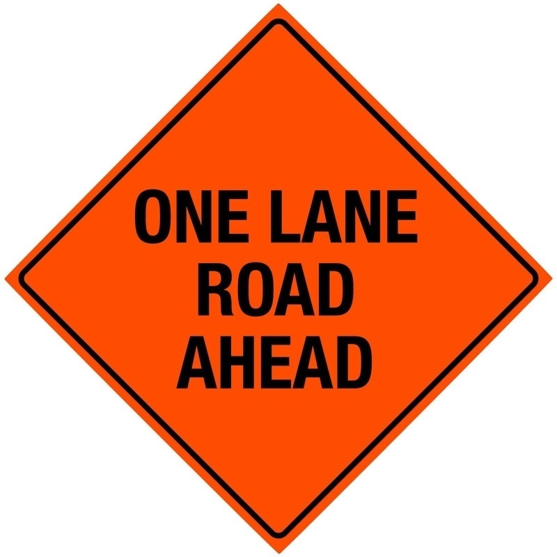 Bone Safety Hi-Intensity Reflective Sign 'One Lane Road Ahead'  from GME Supply