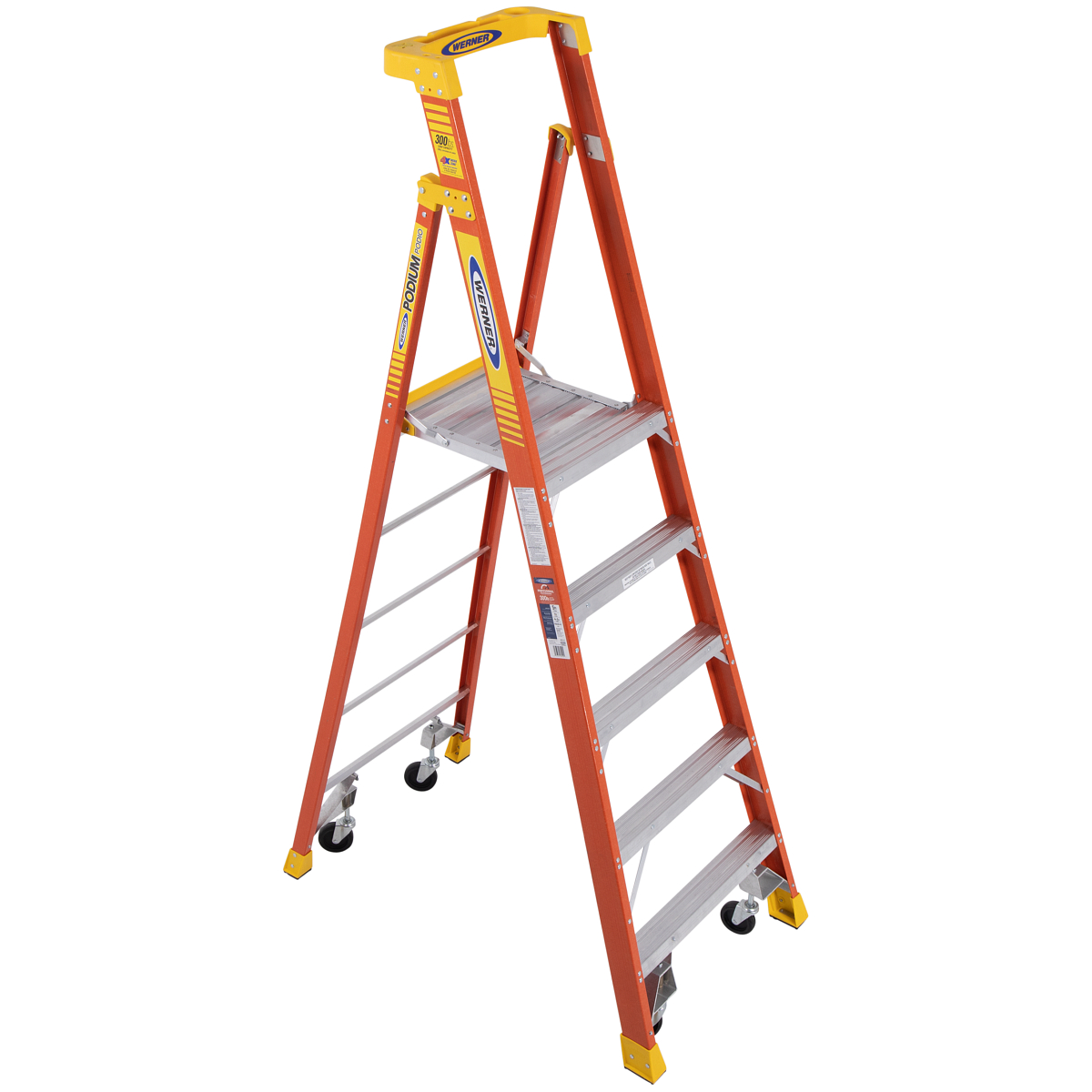 Werner 11 Foot Reach Height Fiberglass Podium Ladder 5 Foot Type IA from GME Supply