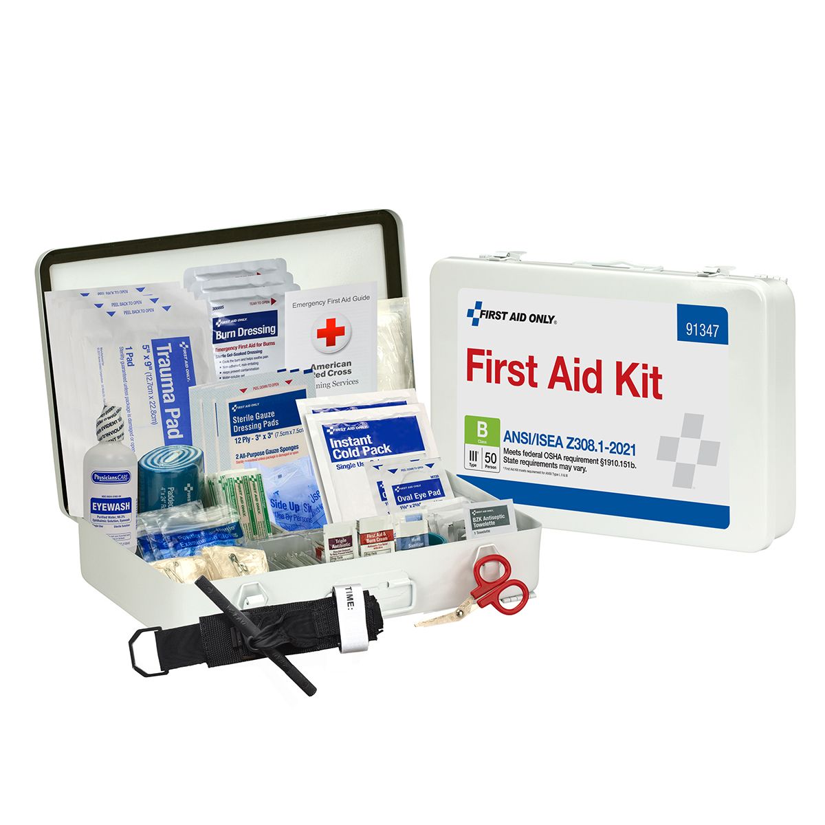 First Aid Only ANSI B 50 Person Metal ANSI 2021 Compliant First Aid Kit from GME Supply