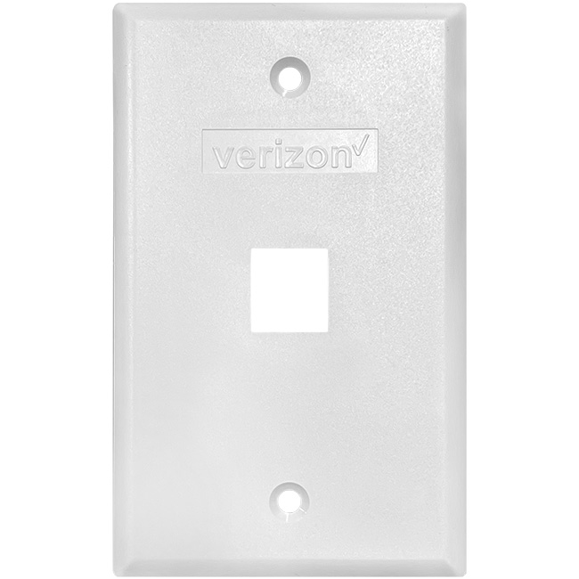 Platinum White Wall Plate Blank Single with Verizon Logo from GME Supply