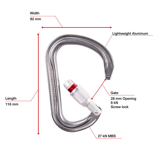 Petzl WILLIAM Asymmetrical Aluminum Carabiner from GME Supply