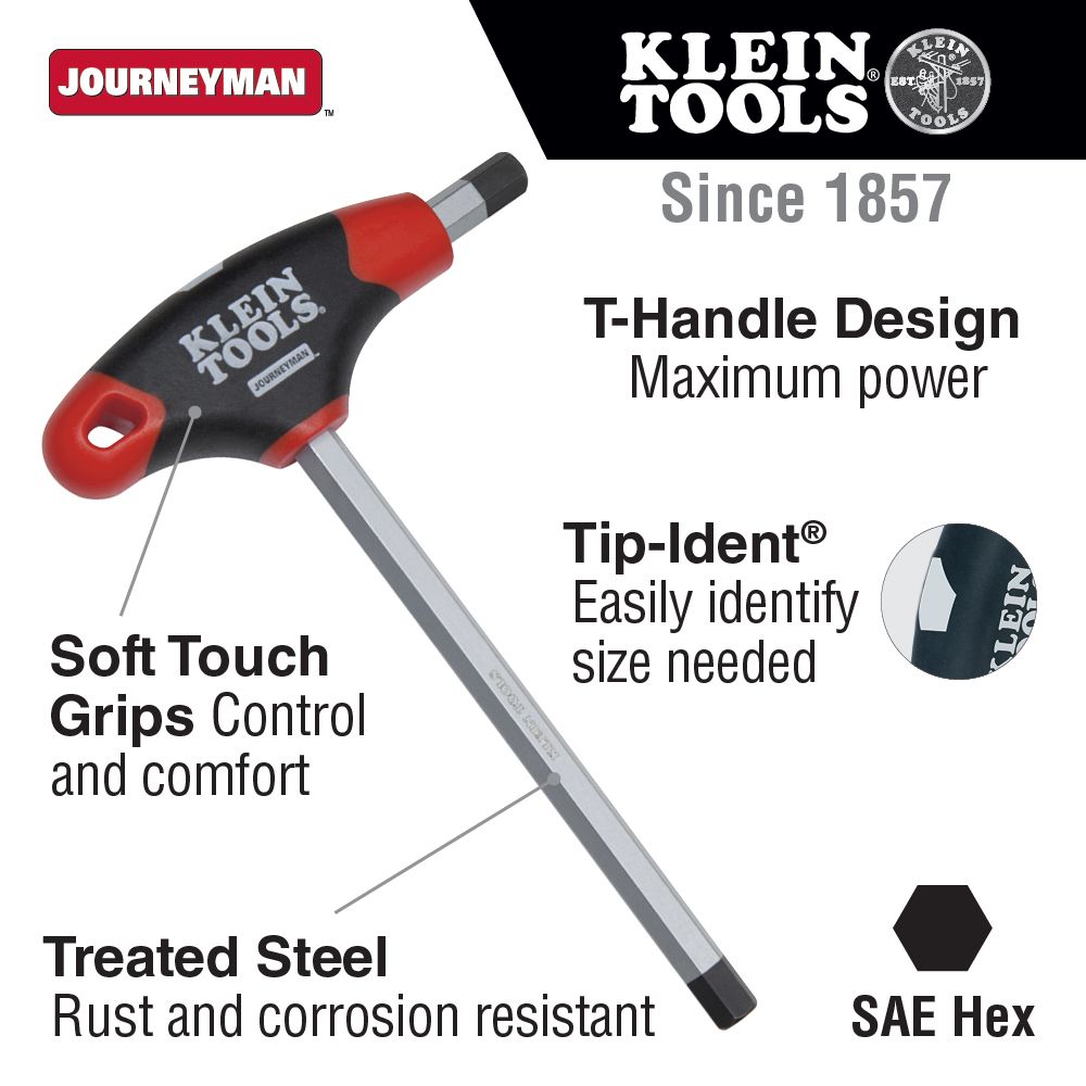 Klein Tools JTH410E 10 Piece T Handle SAE Hex Key Set with Stand from GME Supply