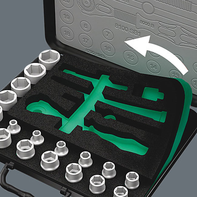 Wera Tools 8100 SC 2 Zyklop 1/2 Inch Drive Speed Ratchet Metric Set from GME Supply