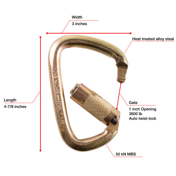 WestFall Pro 7401 4-7/8 X 3 Inch Steel Carabiner from GME Supply