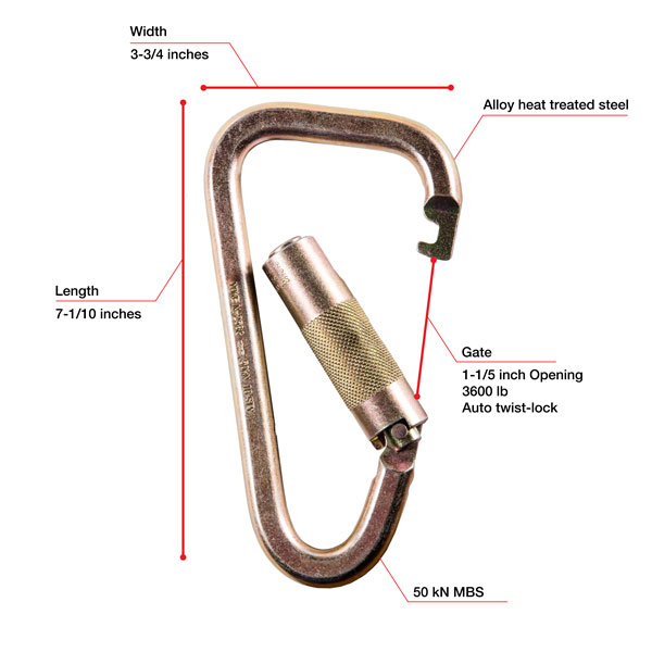 WestFall Pro 7425 7 x 3-3/4 Inch Steel Carabiner from GME Supply