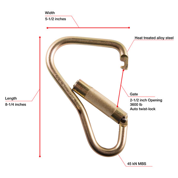 WestFall Pro 7430 8-1/4 x 5-1/2 Inch Steel Carabiner from GME Supply