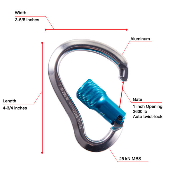 WestFall Pro 7435 4-3/4 x 3-5/8 Inch Aluminum Carabiner  from GME Supply