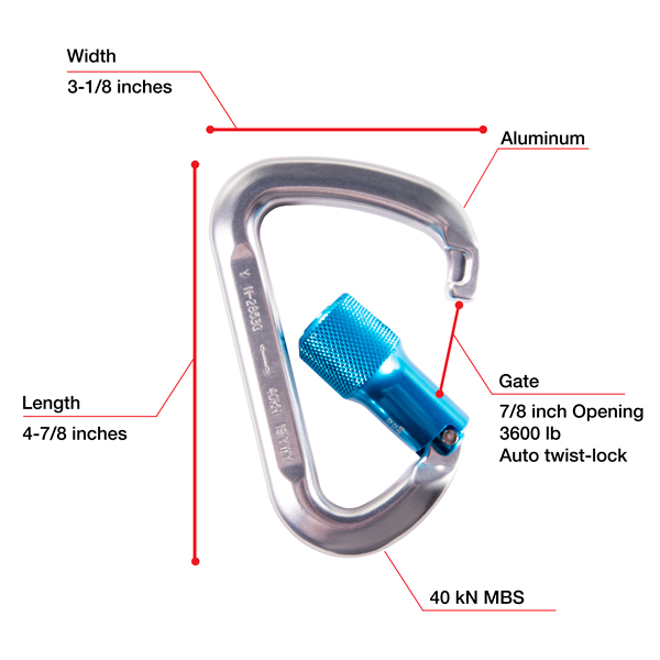 WestFall Pro 7436 4-7/8 x 3-1/8 Inch Aluminum Carabiner from GME Supply