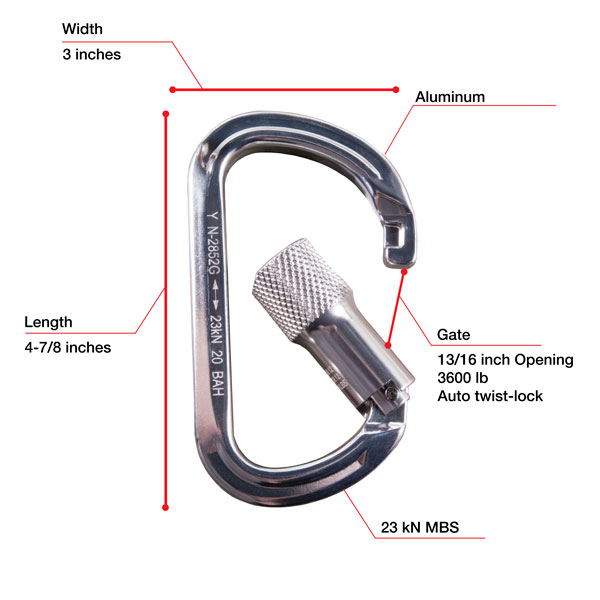 WestFall Pro 7437 4-7/8 x 3 Inch Aluminum Carabiner from GME Supply