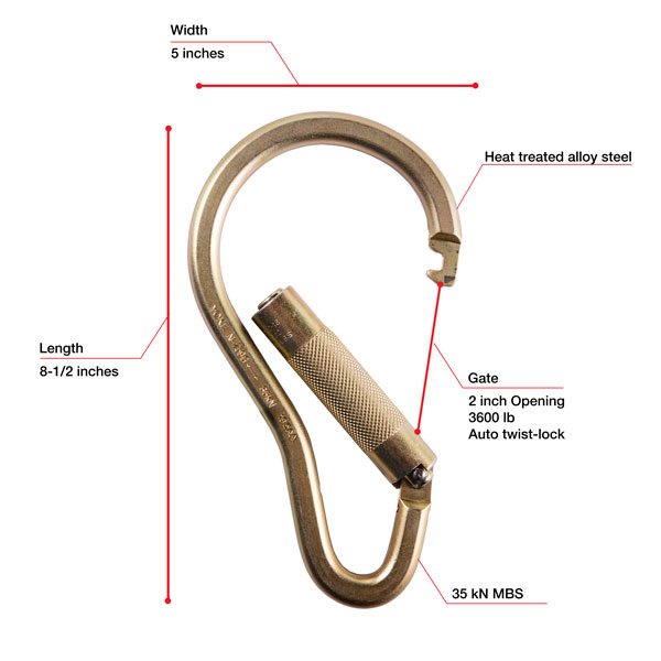 WestFall Pro 7440 8-1/2 x 5 Inch Steel Carabiner from GME Supply