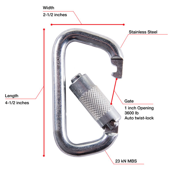 WestFall Pro 7445 4-1/2 x 2-1/2 Inch Stainless Steel Carabiner from GME Supply