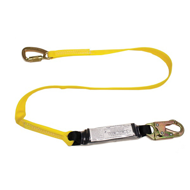 French Creek Single-Leg Six Foot Tie Back 1-3/8 Inch Web Lanyard with Snap Hook and 0.75 Inch Carabiner from GME Supply